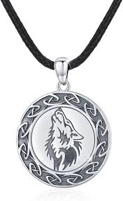 Collier Argent Sterling avec Pendentif Celtique Loup