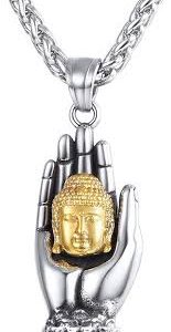 Collier Pendentif Religieux Bouddha en Inoxydable