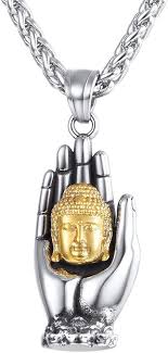 Collier Pendentif Religieux Bouddha en Inoxydable