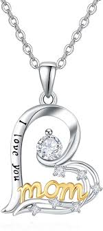 Collier Argent Sterling avec Pendentif "Je t'aime Maman"