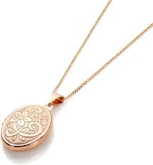 Collier Pendentif Médaillon Motifs Fleurs en Or Rose
